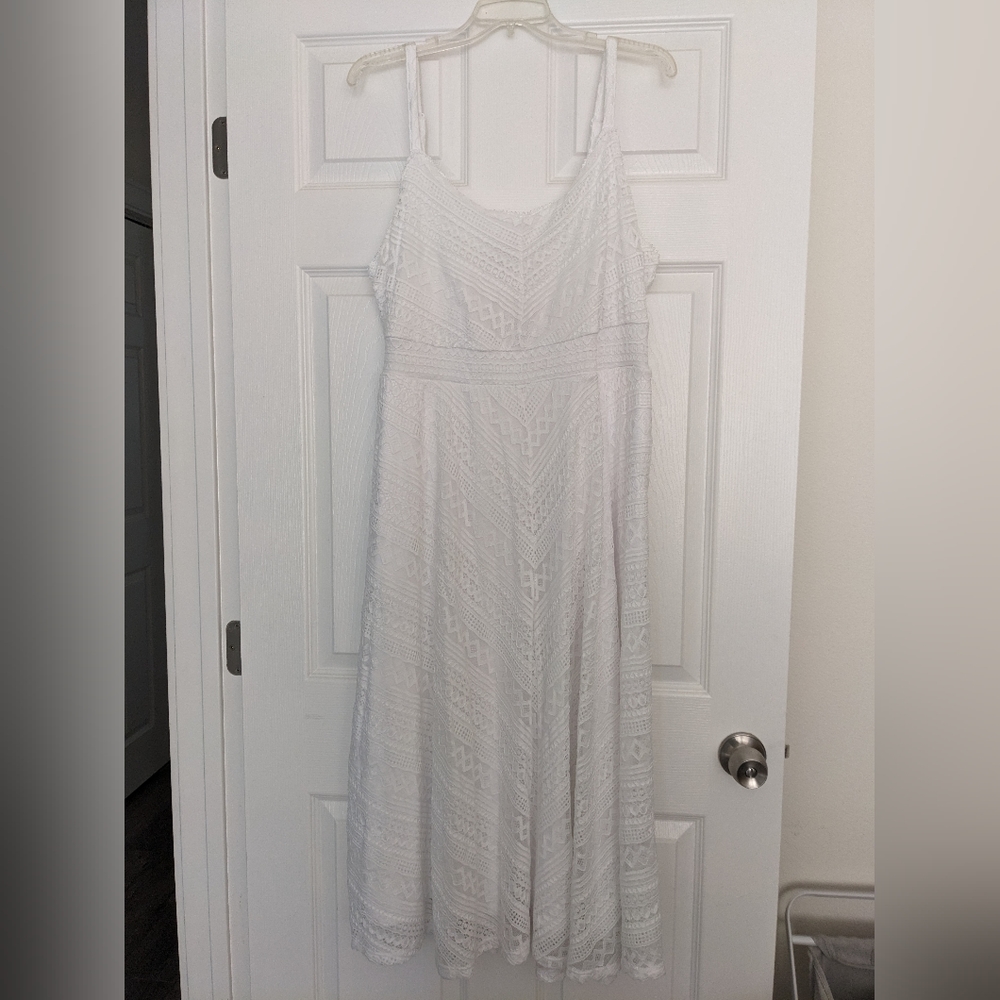 Torrid White Midi Lace Skater Dress